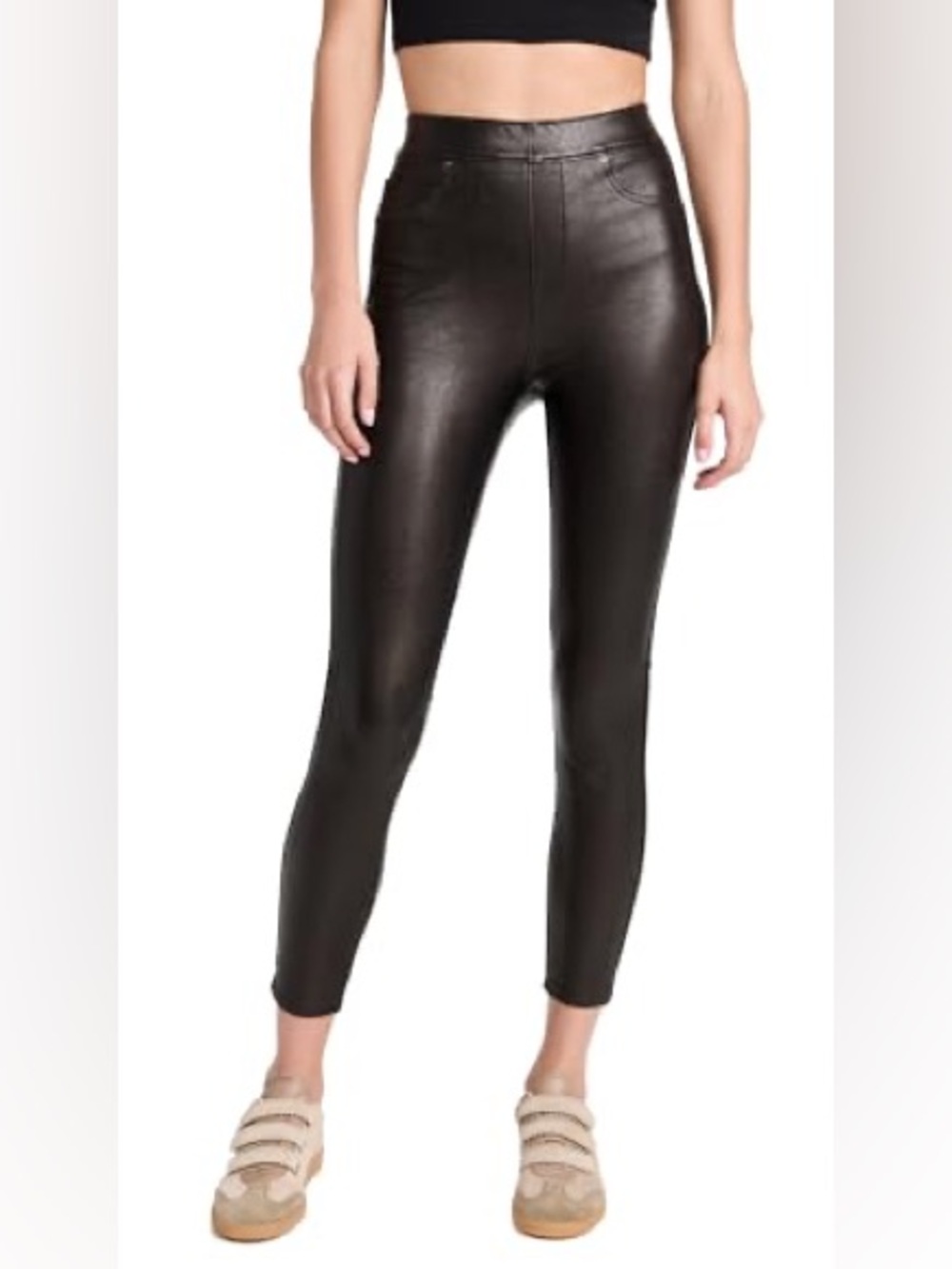 Spanx Faux Leather Like Ankle Skinny Pants Black Size Medium
